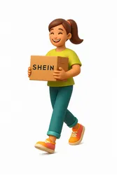 Девушка несёт коробку SHEIN